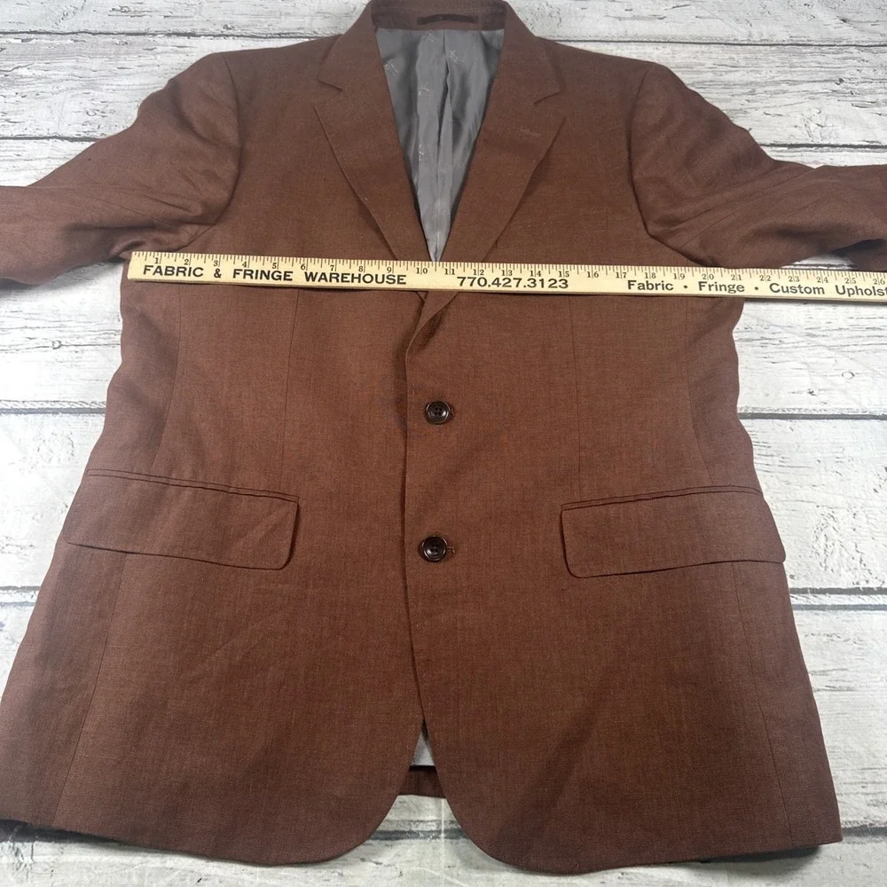Charles Tyrwhitt Blazer Mens 42R  Slim Fit  100% Linen Sport Coat Jacket Brown